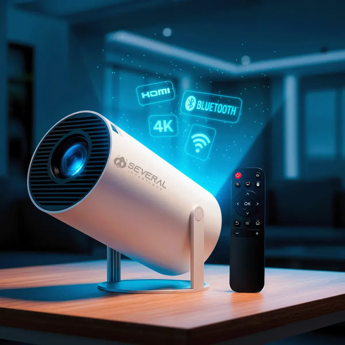 Projetor Smart Portátil Several Importados Full Hd 4k Android 11 Wi-fi Bluetooth Mini Projetor Home Theater Cinema Em Casa Cor Branco Imagem Nítida Som Potente Compatível Com Diver